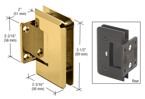 CRL P1N074CH Polished Chrome Pinnacle 074 Series Wall Mount Short Back Plate Hinge