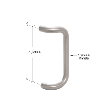 CRL PR03211 Clear Anodized 9" Centerline to Centerline Pull Handle