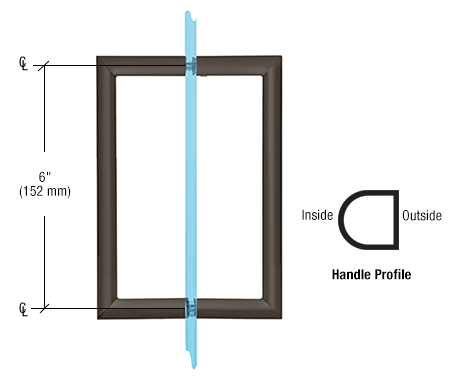 CRL RM6X6CH 6" Polished Chrome RM Series Flat Outside Surface/Round Tubing Inside Back-to-Back Pull Handle