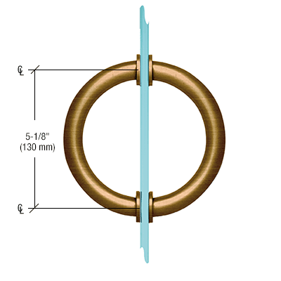 CRL SDPC575UBR Ultra Brass 5-1/8" Tubular Back-to-Back Circular Style Brass Shower Door 3/4" Diameter Pull Handles