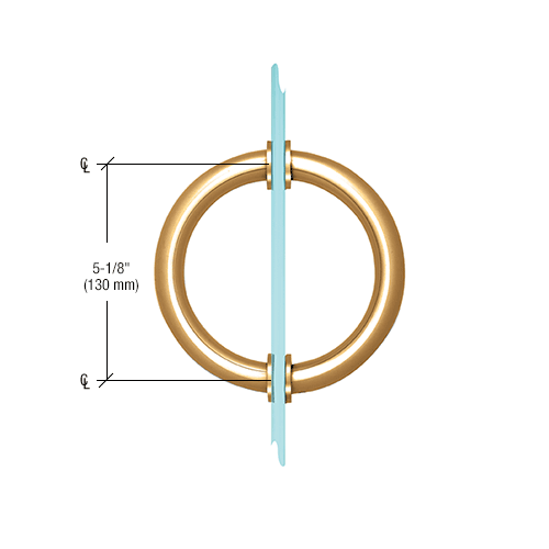 CRL SDPC575UBR Ultra Brass 5-1/8" Tubular Back-to-Back Circular Style Brass Shower Door 3/4" Diameter Pull Handles