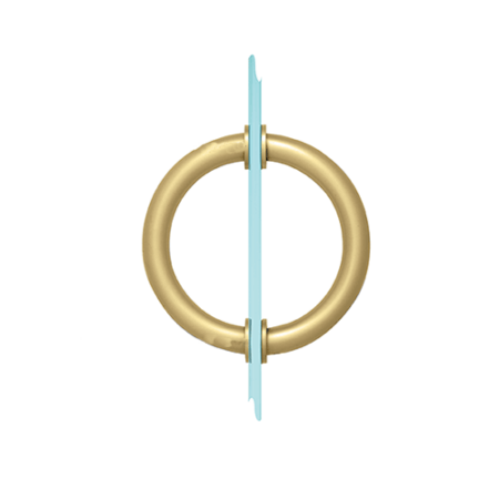 CRL SDPC575SB Satin Brass 5-1/8" Tubular Back-to-Back Circular Style Brass Shower Door 3/4" Diameter Pull Handles