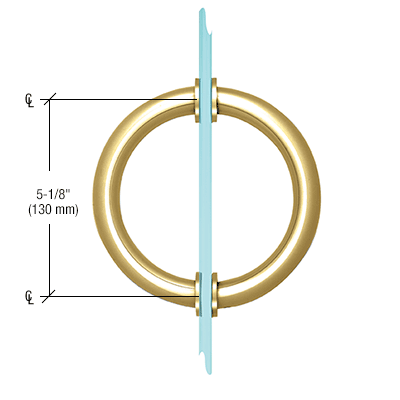 CRL SDPC575UBR Ultra Brass 5-1/8" Tubular Back-to-Back Circular Style Brass Shower Door 3/4" Diameter Pull Handles