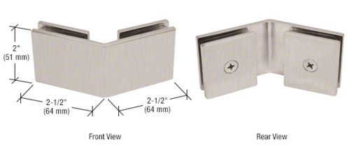 CRL SGC135BBRZ Brushed Bronze Square 135 Degree Glass-to-Glass Clamp