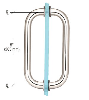 CRL SPH8CH Polished Chrome 8" Back-to-Back Solid Brass 3/4" Diameter Pull Handles with Metal Washers