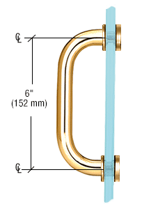 CRL SSP6BR Polished Brass 6" Single-Sided Solid Brass 3/4" Diameter Pull Handle with Metal Washers