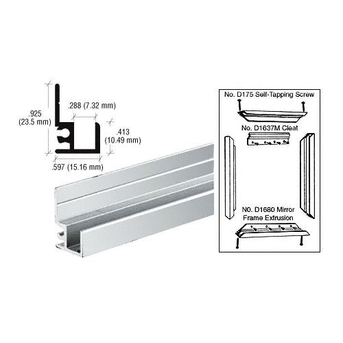 CRL D1637M Mill Mirror Mount Frame Cleat 144" Stock Length