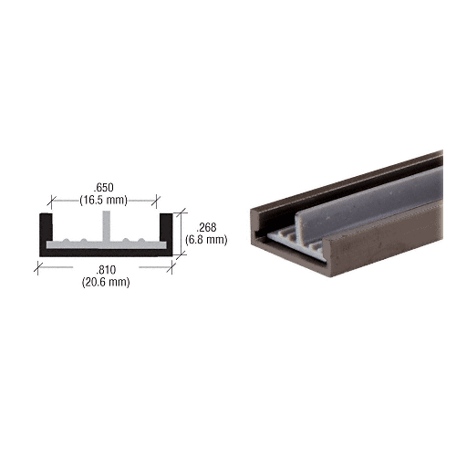 Brixwell D590A-CCP72-XCP2 Satin Anodized Lower Track with Plastic Insert for 1/4" Panels - 12'  72" Stock Length - pack of 2