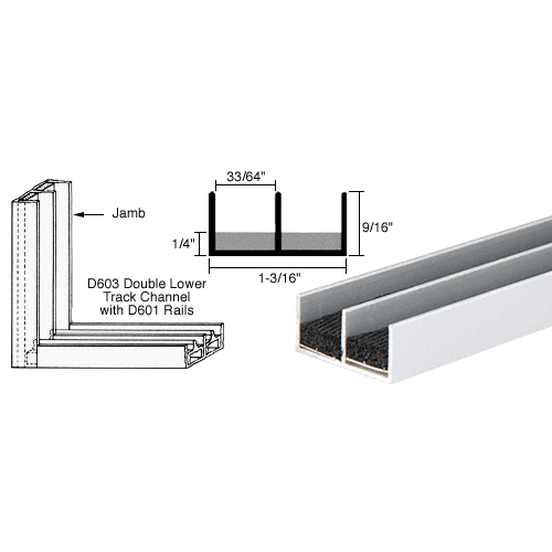 Brixwell D607A-CCP72 Satin Anodized Aluminum Double Jamb with Sponge Rubber Lining  72" Stock Length