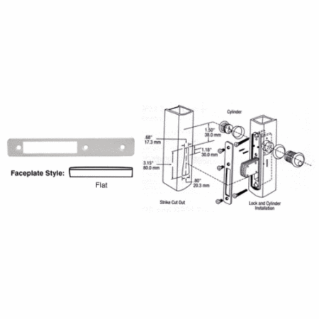 CRL DL2111A Aluminum Flat Faceplate for DL2110 Series Long Throw Deadlocks