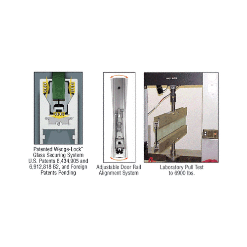 CRL DR4SBL12S Black Powder Coated 1/2" Glass 4" Square Door Rail Without Lock - 35-3/4" Length