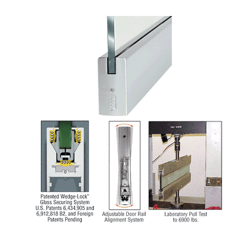 CRL DR4SBL12S Black Powder Coated 1/2" Glass 4" Square Door Rail Without Lock - 35-3/4" Length