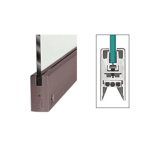 CRL DR4SDU12SL Black Bronze 1/2" Glass 4" Square Door Rail With Lock - 35-3/4" Length