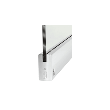 CRL DR4SPS12SL Polished Stainless 1/2" Glass 4" Square Door Rail With Lock - 35-3/4" Length