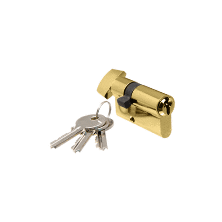 CRL EC4BR Polished Brass Keyed Cylinder Lock with Thumbturn