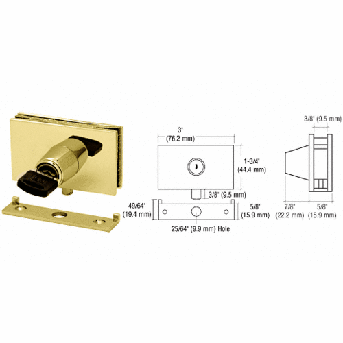 CRL EH102 Chrome Square Plunger Lock with Strike - Randomly Keyed