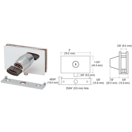 CRL EH102 Chrome Square Plunger Lock with Strike - Randomly Keyed