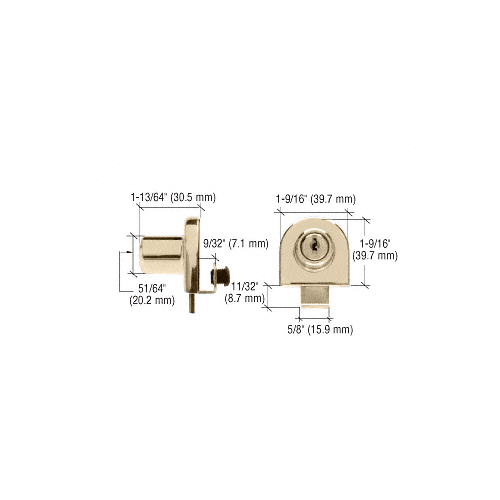 CRL EH210 Brass Single Glass Door Lock - Randomly Keyed