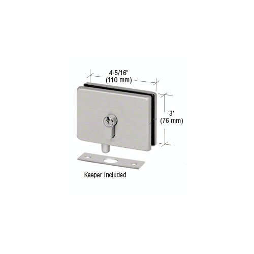CRL EUR680A Satin Anodized EUR Series Glass Mounted Patch Lock With Keeper Plate