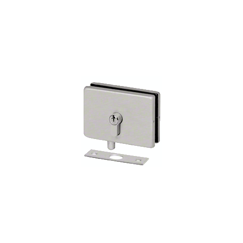 CRL EUR680A Satin Anodized EUR Series Glass Mounted Patch Lock With Keeper Plate