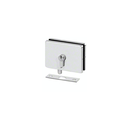 CRL EUR680PS Polished Stainless European EUR Series Glass Mounted Patch Lock With Keeper Plate