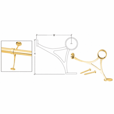 CRL FRCB15PB Polished Brass Combination Foot Railing Bracket for 1-1/2" Tubing