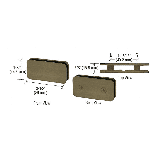 CRL GCB184SB Satin Brass 180 Degree Traditional Style Double Stud Glass Clamp