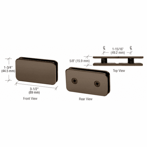 CRL GCB184SB Satin Brass 180 Degree Traditional Style Double Stud Glass Clamp