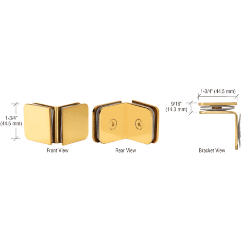 CRL GCB690GP Gold Plated 90 Degree Junior Traditional Style Glass Clamp for 1/4" Glass