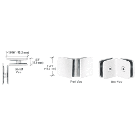 CRL GCB91W White 90 Degree Traditional Style Oversized Glass Clamp