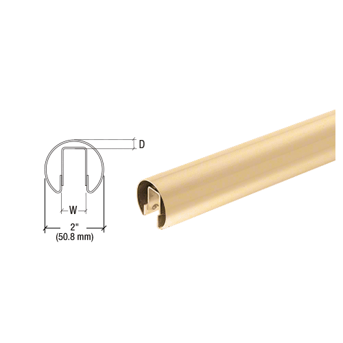 CRL GR20SB C260 Alloy Satin Brass 2" Premium Cap Rail for 1/2" Glass - 120"