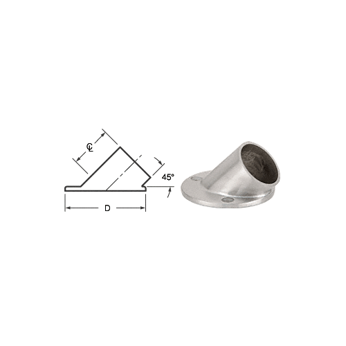 CRL HR15AFPS Polished Stainless 45 Degree Angle Flange for 1-1/2" Tubing