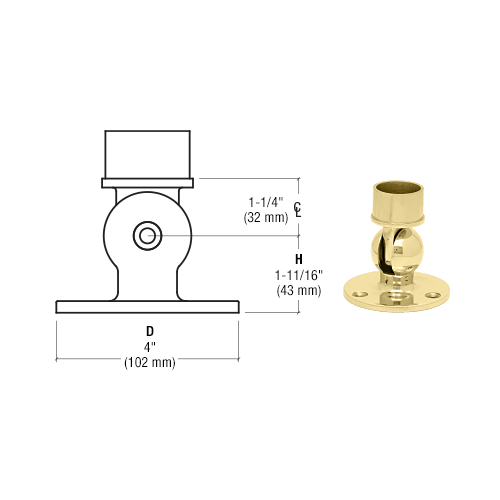 CRL HR20PFPS Polished Stainless Adjustable Flange for 2" Tubing