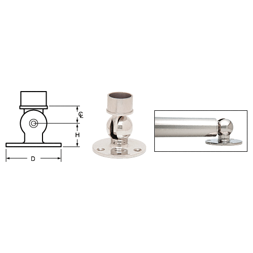 CRL HR20PFPS Polished Stainless Adjustable Flange for 2" Tubing