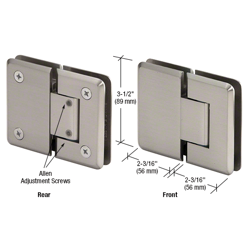 CRL P1N380BN Brushed Nickel Pinnacle 380 Series Adjustable 180 Degree Glass-to-Glass Hinge