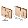 CRL P1N380BN Brushed Nickel Pinnacle 380 Series Adjustable 180 Degree Glass-to-Glass Hinge