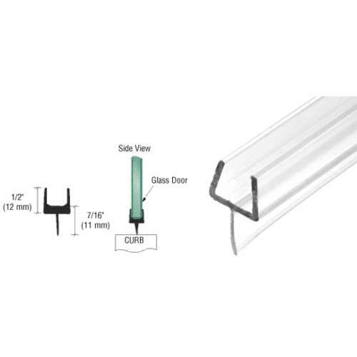 Brixwell P501BR-XCP10 One-Piece Bottom Rail With Clear Wipe for 3/8" Glass - 95" Stock Length - pack of 10