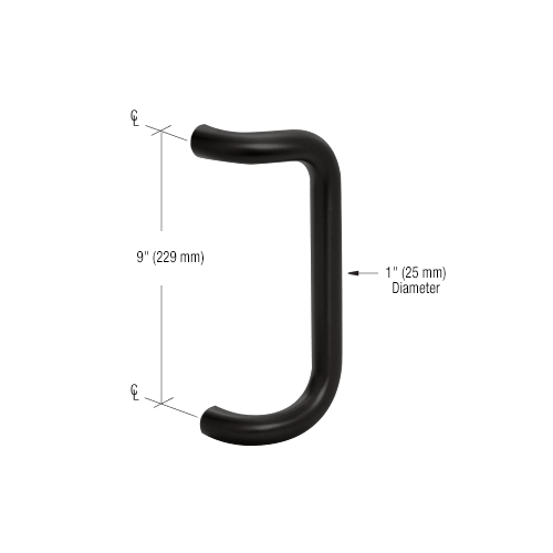 CRL PR0323309 Matte Black 9" Centerline to Centerline Pull Handle