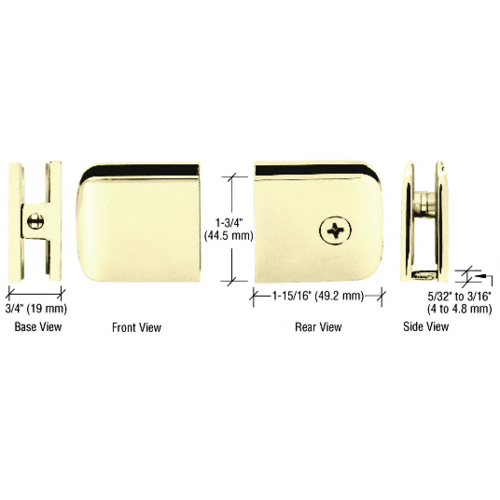 CRL R0M79SB Satin Brass Roman Style Fixed Panel U-Clamp