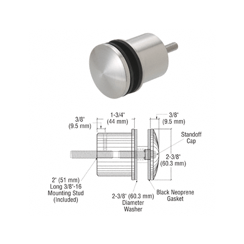 CRL RS0B2135BS 316 Brushed Stainless 2-3/8" x 1-3/4" Point Supported Standoff Base and Domed Cap