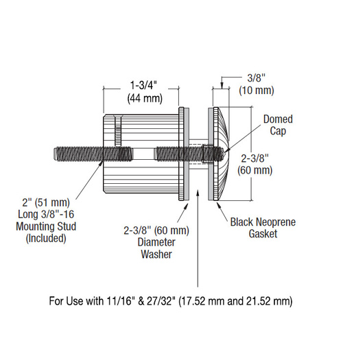 CRL RS0B2135BS 316 Brushed Stainless 2-3/8" x 1-3/4" Point Supported Standoff Base and Domed Cap