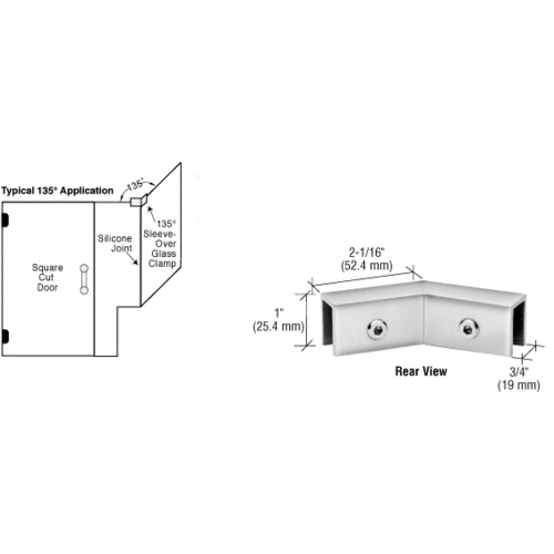 CRL S0GC135BSC Brushed Satin Chrome 135 Degree "Sleeve Over" Glass Clamp