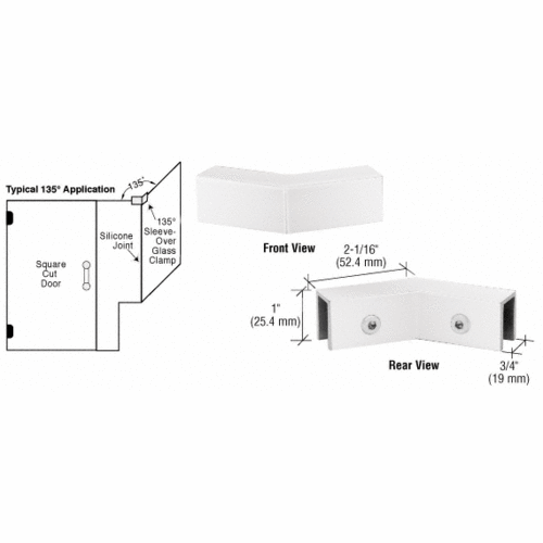 CRL S0GC135BSC Brushed Satin Chrome 135 Degree "Sleeve Over" Glass Clamp