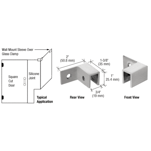 CRL S0GC37RBSC Brushed Satin Chrome Right Hand "Sleeve Over" Wall Mount Glass Clamp