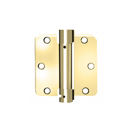 CRL S3543PB 3-1/2" x 3-1/2" Polished Brass Heavy-Duty Spring Hinge - 1/4" Radius