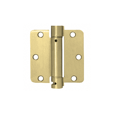 CRL S3544 3-1/2" x 3-1/2" Dull Brass Heavy-Duty Spring Hinge - 1/4" Radius