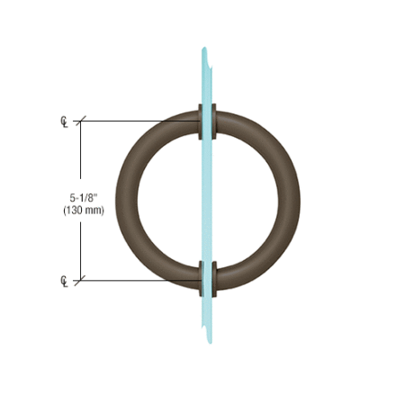 CRL SDPC5750RB Oil Rubbed Bronze 5-1/8" Tubular Back-to-Back Circular Style Brass Shower Door 3/4" Diameter Pull Handles