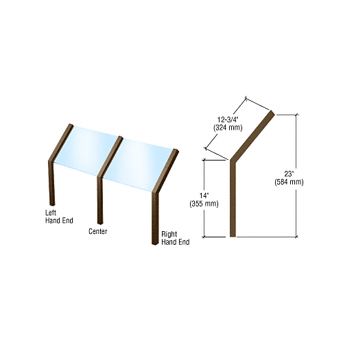 CRL SG925BS Brushed Stainless Elegant Series Glass on Front and Top Shelf Sneeze Guard - Right Hand End Post Only