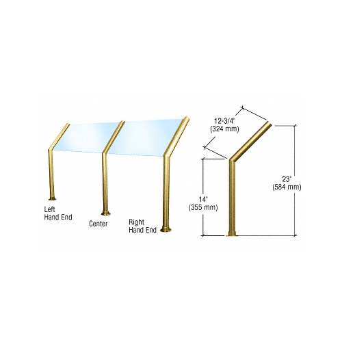 CRL SG925BS Brushed Stainless Elegant Series Glass on Front and Top Shelf Sneeze Guard - Right Hand End Post Only