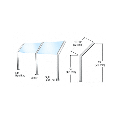 CRL SG925BS Brushed Stainless Elegant Series Glass on Front and Top Shelf Sneeze Guard - Right Hand End Post Only